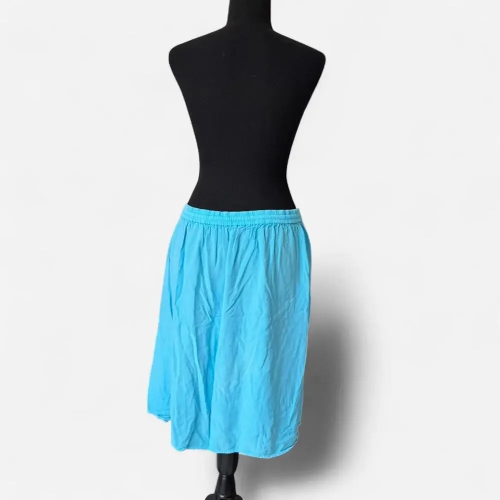 Vintage‎ y2k embroidered fairy midi peasant skirt one size cyan boho festival